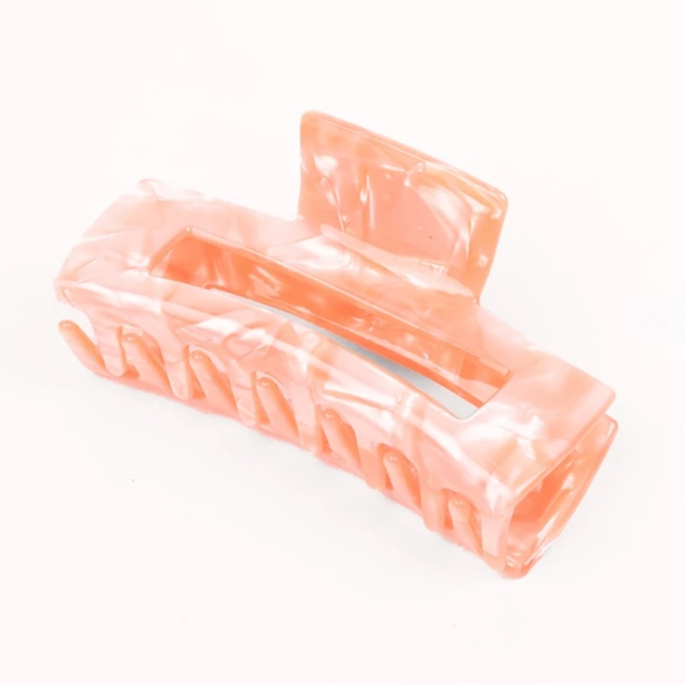 INH Limited Edition 4” Peach Tortoise Shell Rectangle Claw Clip